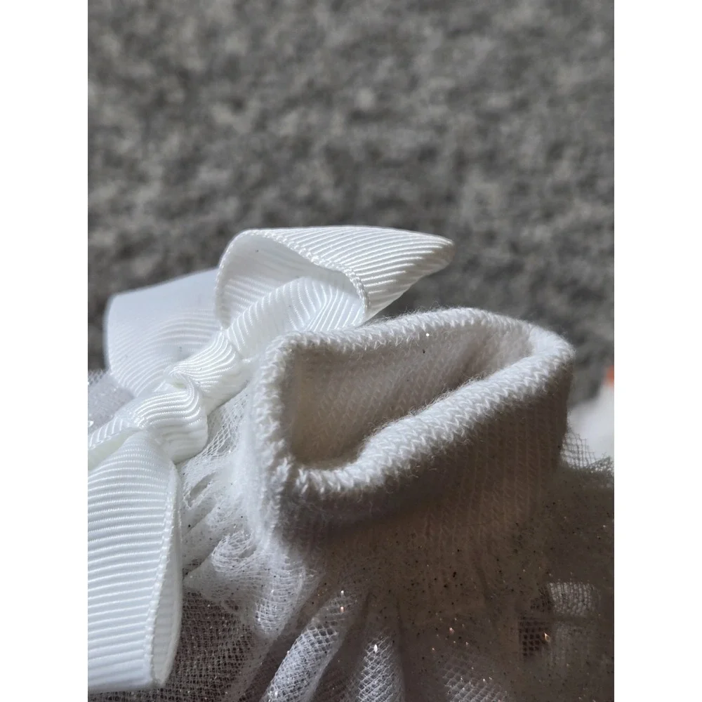 STOCKING STUFFER Zubii Girls 5 Designer Dress Socks White Bow‎ Shoe Sz 4T - 5.5